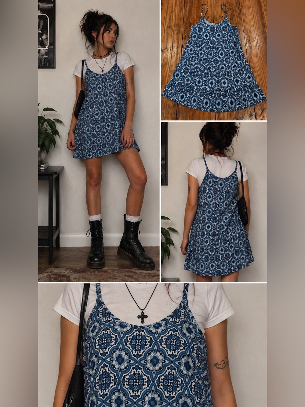 Mossimo Supply Co Paisley Mini Dress Large 90s Y2K Grunge Slip Dress